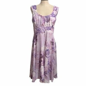 Connected Apparel Lavender Floral Midi Dress Y2K Babydoll Fairy Romantic Size 12